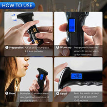 Carica l'immagine nel visualizzatore di Gallery, TABIGER Etilometro Portatile, Alcool Test Digitale Indossabile Schermo LCD...
