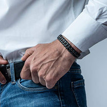 Carica l'immagine nel visualizzatore di Gallery, SERASAR | Bracciale in Pelle Premium per Uomo Nero |Serratura - Ilgrandebazar