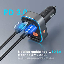 Carica l'immagine nel visualizzatore di Gallery, Trasmettitore FM Bluetooth 5.0 per Auto ieGeek, 8 Colori Controluce Pulsante...