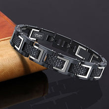 Carica l'immagine nel visualizzatore di Gallery, COOLMAN - Bracciale da uomo, Braccialetto in acciaio Argento + Nero - Ilgrandebazar