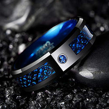 Carica l'immagine nel visualizzatore di Gallery, Nuncad Anello uomo/donna celtico nero-blu con fibra di carbonio, zircone,... - Ilgrandebazar