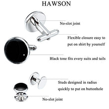Carica l'immagine nel visualizzatore di Gallery, HAWSON Classic Nero Uomo Francese Tuxedo Shirt Borchie e Silver Tone/Black - Ilgrandebazar