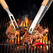 Carica l'immagine nel visualizzatore di Gallery, EKKONG 4 Pezzi Set Utensili Barbecue, Accessori Barbecue in Acciaio 4pcs