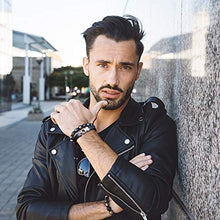Carica l'immagine nel visualizzatore di Gallery, Amtier Bracciale Uomo in Pelle intrecciato Bracciali Regolabile con Nero - Ilgrandebazar