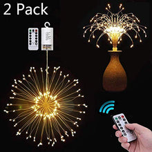 Carica l'immagine nel visualizzatore di Gallery, 2 pacchi 120 LEDs Fuochi d'Artificio Luci, luce a stringa impermeabile con...