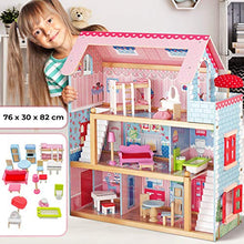 Carica l'immagine nel visualizzatore di Gallery, Infantastic Casa delle Bambole in Legno - 76x30x82cm, 3 Livelli di Gioco, 16... - Ilgrandebazar