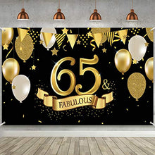 Carica l'immagine nel visualizzatore di Gallery, 65esimo Compleanno Decorazione in Oro Nero, Grande Tessuto Fondale Nero...