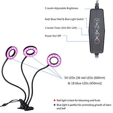 Carica l'immagine nel visualizzatore di Gallery, Lampada per Piante,Tomshine 3 Testa Luci Crescita Grow 27W 54LED...