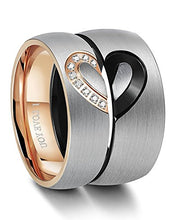Carica l'immagine nel visualizzatore di Gallery, BESTEEL Anello in Acciaio Inossidabile per Uomo Donna Amore Cuore Anelli - Ilgrandebazar