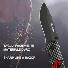 Carica l'immagine nel visualizzatore di Gallery, Jellas Coltello Pieghevole, 7Cr17 Soccorso Portatile di...