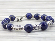 Carica l'immagine nel visualizzatore di Gallery, Bracciale da donna Thurcolas in argento placcato Lapis Lazuli della gamma... - Ilgrandebazar