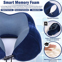 Carica l'immagine nel visualizzatore di Gallery, 🏆Realife【Kit 5Pz】Cuscino Da Viaggio In Memory Foam +🎁4 Omaggi. Cuscino Blu