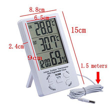 Carica l'immagine nel visualizzatore di Gallery, JZK TA298 Termoigrometro Digitale con 1.5mt sonda LCD Display Bianco - Ilgrandebazar