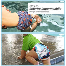 Carica l'immagine nel visualizzatore di Gallery, Lictin Pannolini Piscina Costume Neonato - 2 Pezzi Riutilizzabile Blu