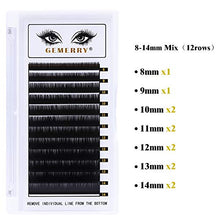Carica l'immagine nel visualizzatore di Gallery, 8-14mm Mix Ciglia One to Extension Seta mix, 0.20mm D curl