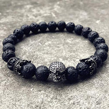 Carica l'immagine nel visualizzatore di Gallery, EXINOX Bracciale Perline di Pietra lavica | Uomo | Dettagli Teschio E... - Ilgrandebazar