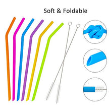 Carica l'immagine nel visualizzatore di Gallery, Silicone Cannucce Riutilizzabile Colorato Cannuccia Ecologico Senza BPA...
