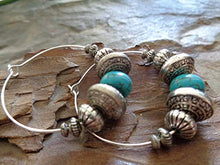 Carica l'immagine nel visualizzatore di Gallery, ✿ NUOVI BOHO TRIBAL CREME TURCHESI ✿ Orecchini stile Bali