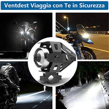 Carica l'immagine nel visualizzatore di Gallery, Ventdest Fari Moto, 2 * U5 Cree LED Faretti Frontali, 3000LM 6500K...