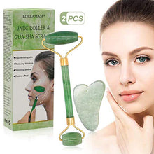 Carica l'immagine nel visualizzatore di Gallery, Jade roller Massager, rulli di giada per viso e collo,Gua Sha... - Ilgrandebazar