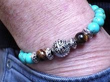 Carica l'immagine nel visualizzatore di Gallery, Bracciale per gli uomini in perle Turchese ricostituito e perla di occhio di... - Ilgrandebazar