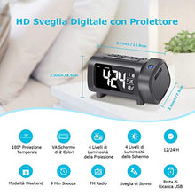 Carica l'immagine nel visualizzatore di Gallery, Liorque Sveglia con Proiettore Digitale da Comodino FM Radiosveglia...