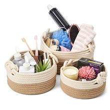 Carica l'immagine nel visualizzatore di Gallery, EZOWare Set di 3 Cesto Contenitore in Maglia Organizer, Marrone E Beige