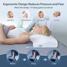 Carica l'immagine nel visualizzatore di Gallery, HOMCA Cuscino Cervicale Ergonomico Cuscino Memory Foam per Supporto Cuscino Ortopedico per Dormire sul Fianco e sulla Schiena