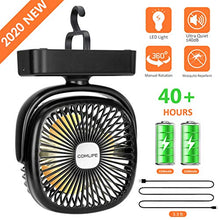 Carica l'immagine nel visualizzatore di Gallery, COMLIFE Ventilatore Portatile da Campeggio con Luce LED, 3 velocità,...