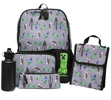 Carica l'immagine nel visualizzatore di Gallery, Minecraft Kids - Zaino da scuola 5 pezzi, con borsa per il...