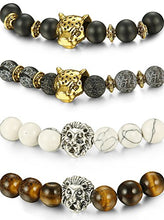 Carica l'immagine nel visualizzatore di Gallery, BESTEEL Gioielli 4PCS Bracciali Perle Roccia Lavica per Uomo Donna... - Ilgrandebazar