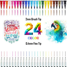 Carica l'immagine nel visualizzatore di Gallery, Dual Brush Pen,24 Colori Pennarelli Acquarelli con punta fine e bianco