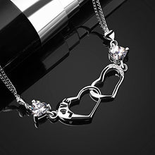 Carica l'immagine nel visualizzatore di Gallery, B.Catcher donna braccialetto in argento S925 e zirconi placca con due cuori... - Ilgrandebazar
