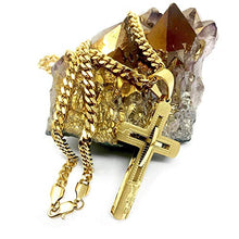 Carica l'immagine nel visualizzatore di Gallery, Collana con ciondolo a forma di croce in oro 24 carati, unisex, solida... - Ilgrandebazar