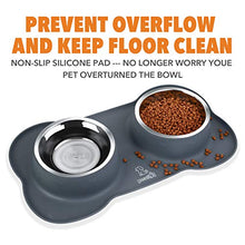 Carica l'immagine nel visualizzatore di Gallery, Pecute Ciotole per Cani Gatti in Acciaio Inox con Tappetino 2 x 400 ml - Ilgrandebazar