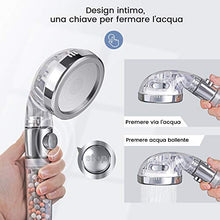 Carica l'immagine nel visualizzatore di Gallery, Rovtop Soffione Doccia Anticalcare Alta Pressione - Universale 3 Mode...