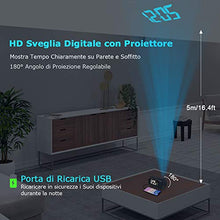 Carica l'immagine nel visualizzatore di Gallery, Liorque Sveglia con Proiettore Digitale da Comodino FM Radiosveglia...