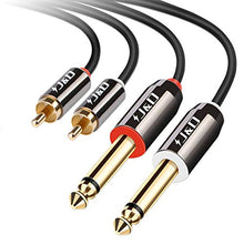 Carica l'immagine nel visualizzatore di Gallery, J&amp;D 2x 6,35 mm a 2RCA Cavo, RCA Cable Oro-Placcato [Copper Shell] [Robusto]...