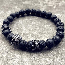 Carica l'immagine nel visualizzatore di Gallery, EXINOX Bracciale Perline di Pietra lavica | Uomo | Dettagli Teschio E... - Ilgrandebazar