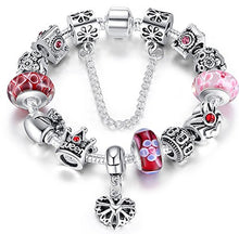 Carica l'immagine nel visualizzatore di Gallery, Braccialetto Pandora Stile con Perle in Vetro di Murano, Cuore Ciondolo e... - Ilgrandebazar