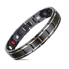 Carica l'immagine nel visualizzatore di Gallery, JFUME Bracciale da Uomo Acciaio Inossidabile Magnet Gioielli Oro Nero - Ilgrandebazar