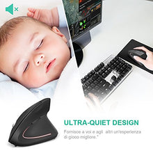 Carica l'immagine nel visualizzatore di Gallery, GHB Mouse Verticale Wireless Ergonomico Ricaricabile 6-Tasti Nero