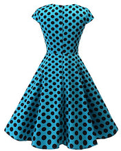 Carica l'immagine nel visualizzatore di Gallery, Bbonlinedress Women's Vintage 1950s cap Sleeve Rockabilly XL, Blue Black Bdot - Ilgrandebazar