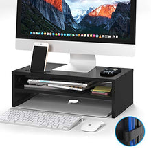 Carica l'immagine nel visualizzatore di Gallery, 1home Supporto del Legno tavola Nera per monitore 420mm largo con la mensola - Ilgrandebazar
