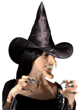 Carica l'immagine nel visualizzatore di Gallery, LEGISDREAM Set Travestimento da Strega Cappello + Naso + Mento + Unghie Nero