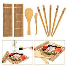 Carica l'immagine nel visualizzatore di Gallery, Kit per fare sushi in bambù, 9 pezzi, tappetino arrotolare il sushi,...