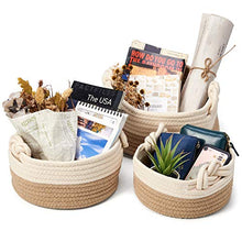 Carica l'immagine nel visualizzatore di Gallery, EZOWare Set di 3 Cesto Contenitore in Maglia Organizer, Marrone E Beige