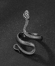 Carica l'immagine nel visualizzatore di Gallery, Anello regolabile serpente acciaio nero. - Ilgrandebazar
