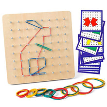 Carica l'immagine nel visualizzatore di Gallery, Coogam Geoboard di Legno con Carte Pattern attività e Bande Gomma -... - Ilgrandebazar