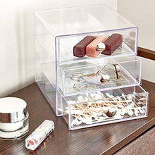 Carica l'immagine nel visualizzatore di Gallery, iDesign Porta trucchi con 3 cassetti, Mini cassettiera per Trasparente